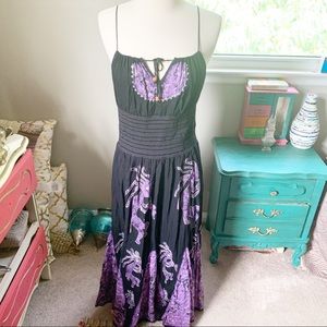 Boho Black & Purple Maxi Dress